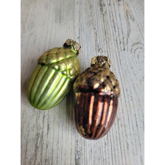 Mini glitter Acorn green brown fall set ornament Xmas - Picture 4 of 5